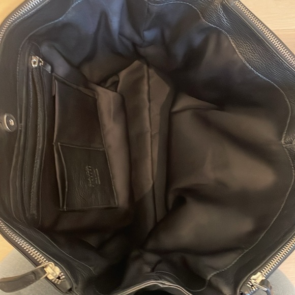 NWOT Claudia Firenze large black genuine leather top handle bag tote - Picture 6 of 16